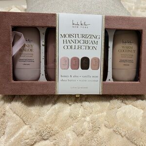 Nicole Miller Gold and Mauve Soft Box. Four Hand Creams.